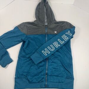 Hurley Full-zip Hoodie Youth L Blue Gray Casual Hooded‎ Surf Skate Streetwear